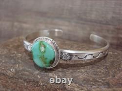 Bracelet en argent sterling amérindien et turquoise de Sonora signé SY
