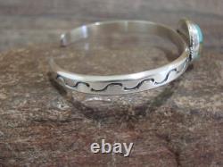 Bracelet en argent sterling amérindien et turquoise de Sonora signé SY