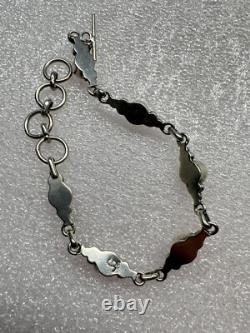 Bracelet en argent sterling cabochon grenat natif américain Navajo Zuni signé JG