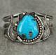 Bracelet En Argent Sterling Cariné Big Morenci En Turquoise Vintage Amérindien Navajo