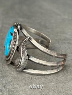 Bracelet en argent sterling cariné BIG MORENCI en turquoise vintage amérindien Navajo