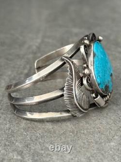 Bracelet en argent sterling cariné BIG MORENCI en turquoise vintage amérindien Navajo