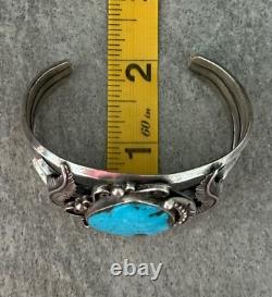 Bracelet en argent sterling cariné BIG MORENCI en turquoise vintage amérindien Navajo