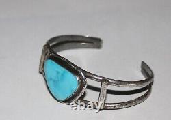 Bracelet en argent sterling de style amérindien Navajo avec turquoise bleue