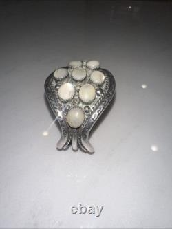 Bracelet en argent sterling en nacre en grappe Navajo ou Zuni amérindien