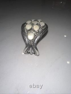 Bracelet en argent sterling en nacre en grappe Navajo ou Zuni amérindien