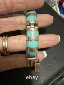 Bracelet en argent sterling estampé avec turquoise 60,3 g