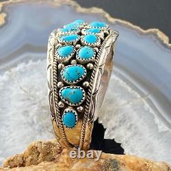 Bracelet en argent sterling et turquoise pour femmes de la tribu amérindienne Navajo d'Anita Whitegoat