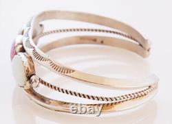 Bracelet en argent sterling fait main Navajo Amérindien avec opale de laboratoire