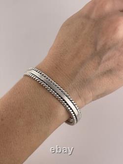 Bracelet en argent sterling tordu de Navajo Amérindien par Elaine Tahe