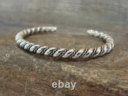Bracelet en argent sterling torsadé 3/16 amérindien Navajo par Tahe