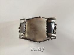 Bracelet en argent sterling turquoises Navajo Amérindien vintage Walter Mitchell