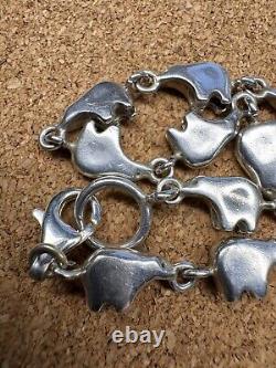 Bracelet en argent sterling vintage maillon ours amérindien Navajo sud-ouest