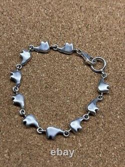 Bracelet en argent sterling vintage maillon ours amérindien Navajo sud-ouest