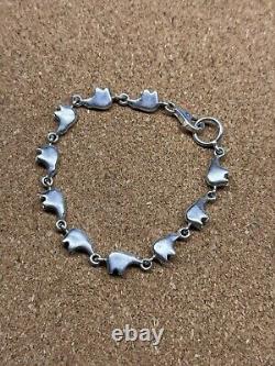 Bracelet en argent sterling vintage maillon ours amérindien Navajo sud-ouest