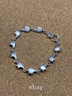 Bracelet en argent sterling vintage maillon ours amérindien Navajo sud-ouest