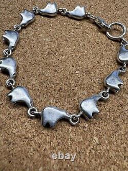 Bracelet en argent sterling vintage maillon ours amérindien Navajo sud-ouest