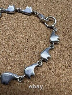 Bracelet en argent sterling vintage maillon ours amérindien Navajo sud-ouest