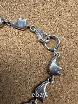 Bracelet en argent sterling vintage maillon ours amérindien Navajo sud-ouest