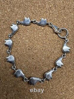 Bracelet en argent sterling vintage maillon ours amérindien Navajo sud-ouest