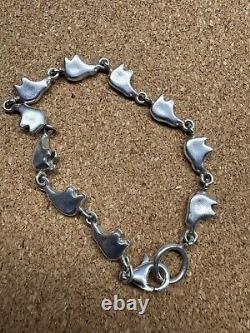 Bracelet en argent sterling vintage maillon ours amérindien Navajo sud-ouest