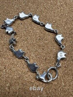 Bracelet en argent sterling vintage maillon ours amérindien Navajo sud-ouest