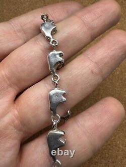 Bracelet en argent sterling vintage maillon ours amérindien Navajo sud-ouest
