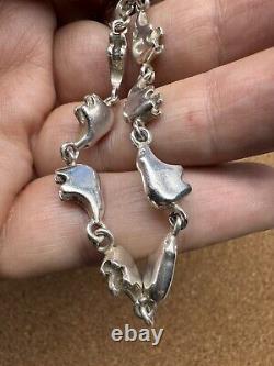 Bracelet en argent sterling vintage maillon ours amérindien Navajo sud-ouest
