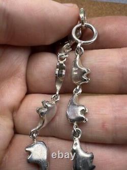 Bracelet en argent sterling vintage maillon ours amérindien Navajo sud-ouest