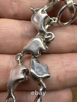 Bracelet en argent sterling vintage maillon ours amérindien Navajo sud-ouest