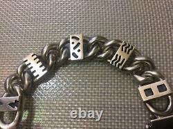 Bracelet en chaîne en argent sterling signé par C Lee, Amérindien Navajo, 6 1/4