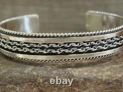 Bracelet en chaîne torsadée en argent sterling de style amérindien Navajo par Tahe