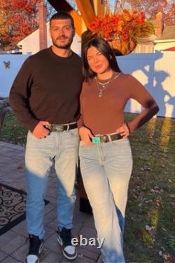 Bracelet en cuir avec pierre ovale bleue Royston