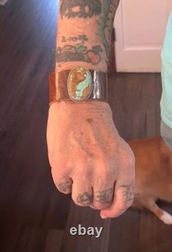 Bracelet en cuir avec pierre ovale bleue Royston