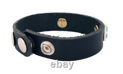 Bracelet en cuir et turquoise Kingman amérindien navajo par Yazzie SKU23317