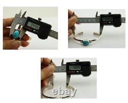 Bracelet en cuir navajo en turquoise bleue en argent 925, artiste amérindien, années 80