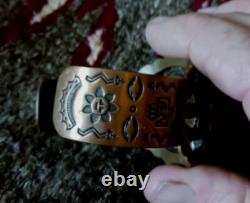 Bracelet en cuivre vintage amérindien Navajo époque Fred Harvy vraiment fin