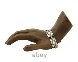 Bracelet en lien fait main Navajo en argent 925, artiste amérindien des années 80