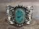 Bracelet En Nickel Argenté Et Turquoise Des Indiens Navajos Par Cleveland