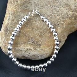 Bracelet en perles en argent sterling 7,75 Navajo Amérindien 17392