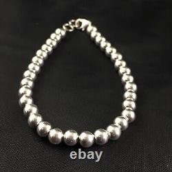 Bracelet en perles en argent sterling 7,75 Navajo Amérindien 17392