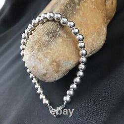 Bracelet en perles en argent sterling 7,75 Navajo Amérindien 17392