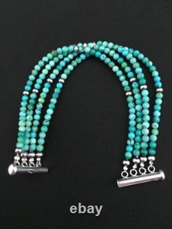 Bracelet en turquoise bleue Navajo amérindien en argent sterling 4 brins 1087 Bracelet en turquoise bleue Navajo amérindien en argent sterling 4 brins 1087