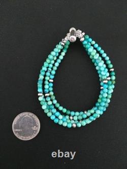 Bracelet en turquoise bleue Navajo amérindien en argent sterling 4 brins 1087 Bracelet en turquoise bleue Navajo amérindien en argent sterling 4 brins 1087