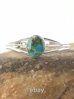 Bracelet en turquoise navajo amérindien en argent sterling fait à la main 4549