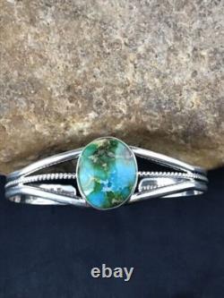 Bracelet en turquoise navajo amérindien en argent sterling fait à la main 4549
