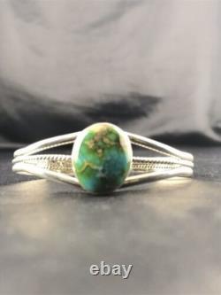 Bracelet en turquoise navajo amérindien en argent sterling fait à la main 4549