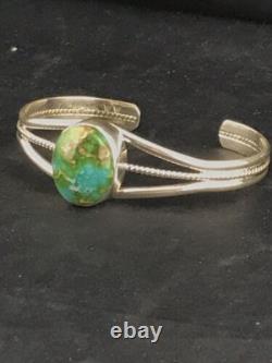 Bracelet en turquoise navajo amérindien en argent sterling fait à la main 4549