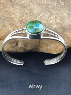 Bracelet en turquoise navajo amérindien en argent sterling fait à la main 4549
