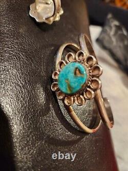 Bracelet et anneau en turquoise vintage amérindien Navajo